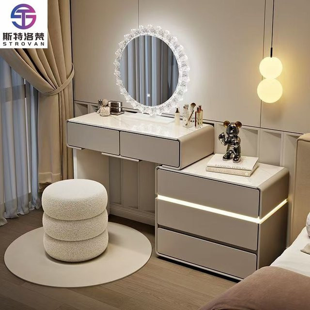 XMSJ Schminktisch in minimalistischem Design, Farbe: Beige/Weiß, Breite: 80 cm - Bild 1