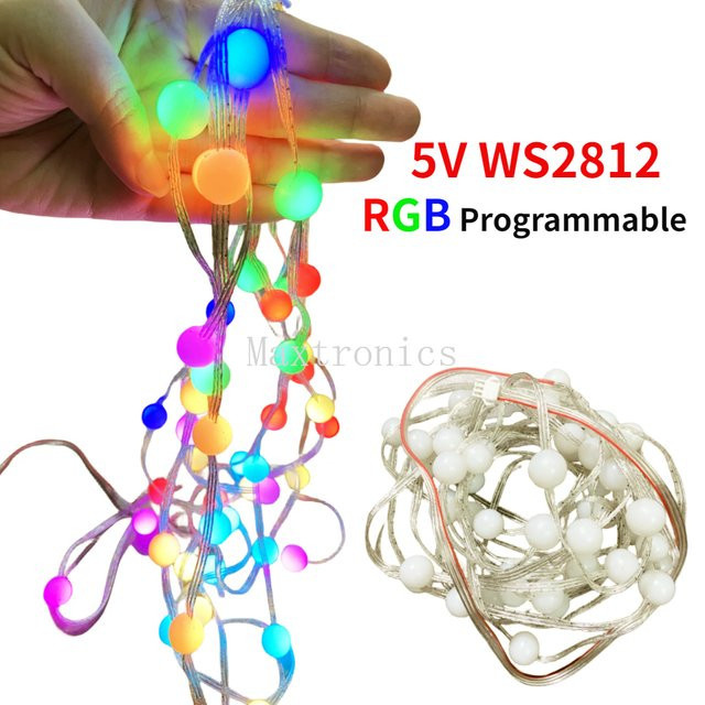 SAGE LU MEI 50er Set WS2812 RGB LED Ball Light String, programmierbare wasserdichte LED-Kugelmodule in Multicolour für Außenbereiche und Dekoration - Bild 1