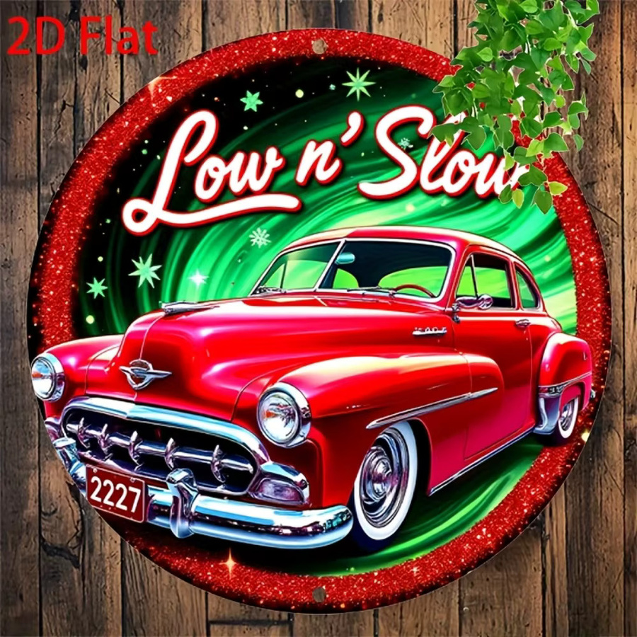 Potdemiel Vintage Lowrider Auto Metallschild mit Retro-Wandkunst für Garage und Café, Breite: 20 cm, Höhe: 20 cm, Tiefe: 1 cm - Bild 5