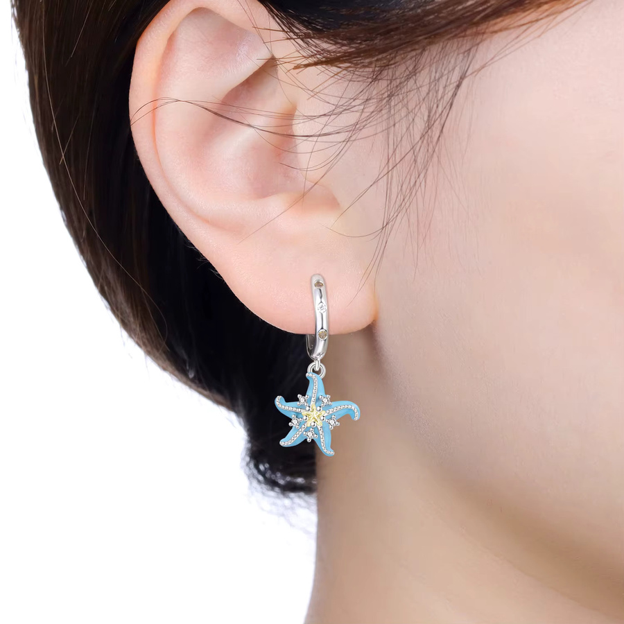 Cycuff Ohrringe, 925 Silber, Blau, Seestern, Damen - Bild 3