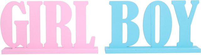 OutsideWorld Gender Reveal Tischdekoration aus Holz in Pink und Multicolour - Bild 1