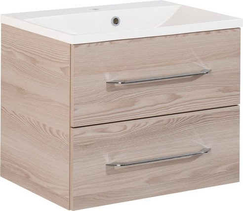 Fackelmann Badmöbel-Set B.clever in Alaska-Esche, Braun und Weiß, B/H/T: 60 x 50,8 x 46 cm - Bild 1
