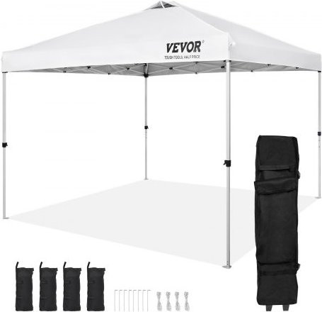 VEVOR Pop Up Canopy Party Tent mit Tragetasche für Camping in Weiß, B/T: 304,8 x 304,8 cm - Bild 1