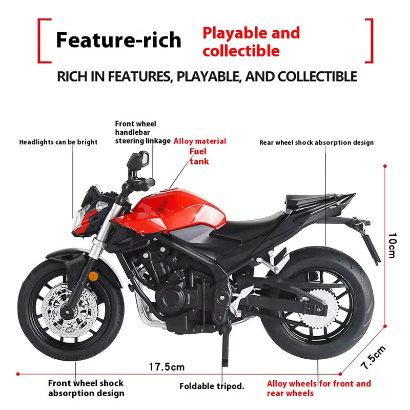 CCA CB400F Motorradmodell, 1:12, Metall, Rot - Bild 2