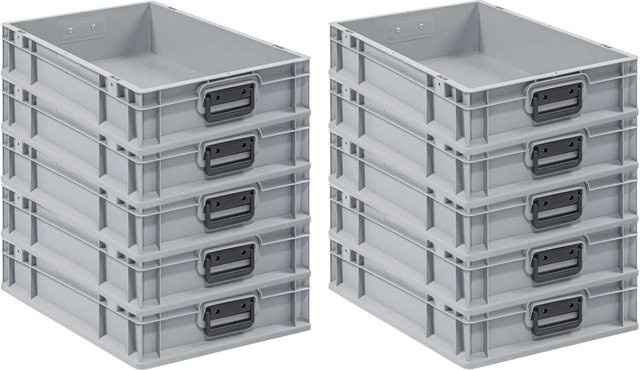 PROREGAL Spar Set 10x Eurobox Nextgen Portable Duo Transportbehälter Grau H x B x T: 12 x 40 x 60 cm, 23 Liter - Bild 1