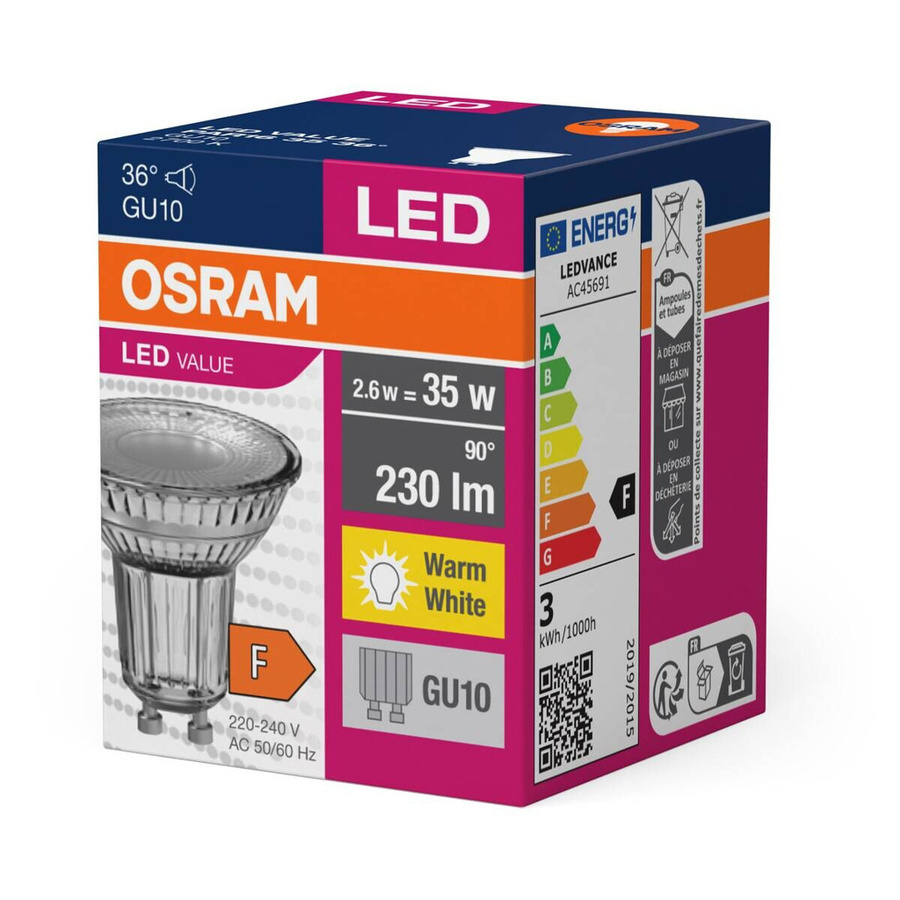 OSRAM LED-Leuchtmittel Reflektorlampe AC45691 GU10 Warmweiß - Bild 2