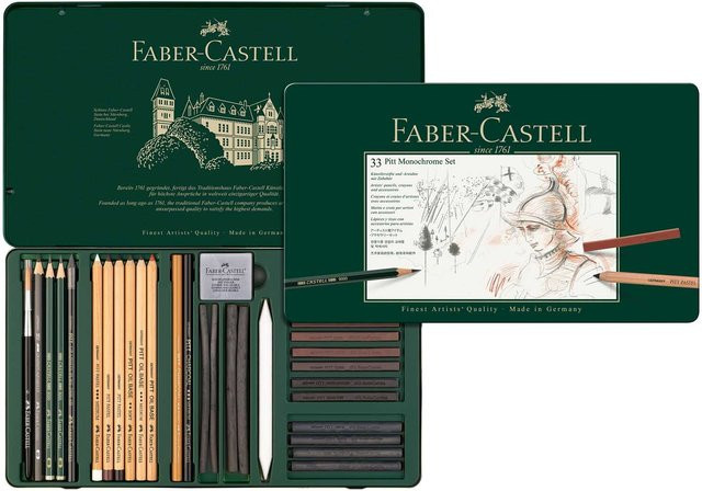 Faber Castell Pitt Monochrome Zeichenset für Professionals in Schwarz und Multicolour - Bild 1