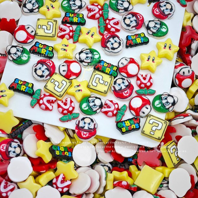 Bandai Charms, Super Mario, Harz, Bunt, Set - Bild 1