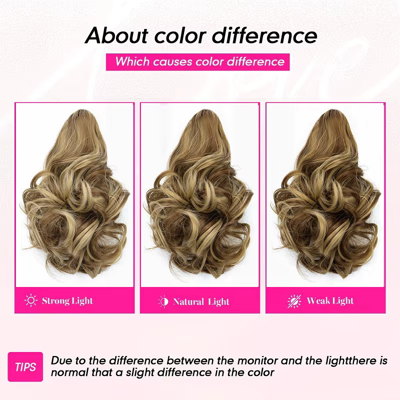 Synthetischer lockiger Haarverlängerungs-Ponytail mit Klammer, Gold, Damen - Bild 6