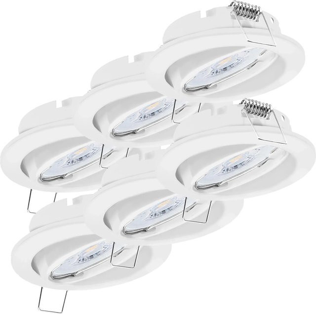 Oktaplex 6er Set Dijon Deckeneinbaustrahler mit LED Modul, schwenkbar, Weiß, 4000K Neutralweiß, 380lm - Bild 1