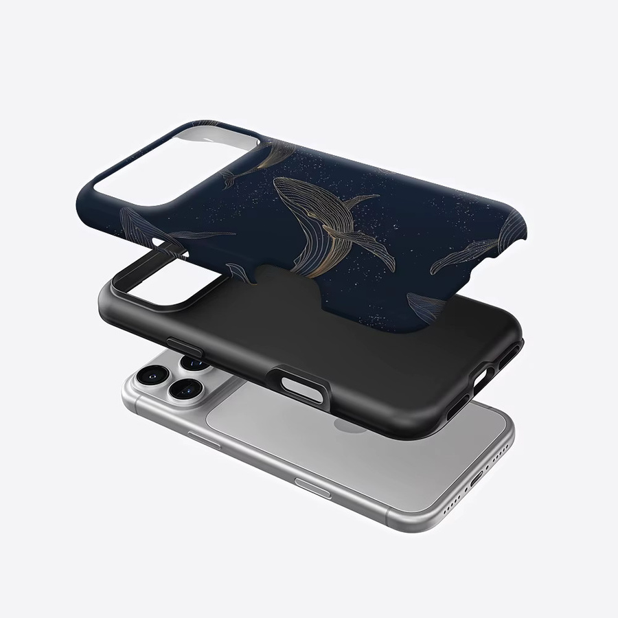 Potdemiel Gold-Line-Wale Handyhülle mit Magnetfunktion für iPhone 17 16 15 14 13 Pro Max Plus, robuste doppelschichtige Schutzhülle in Gold und Blau - Bild 2