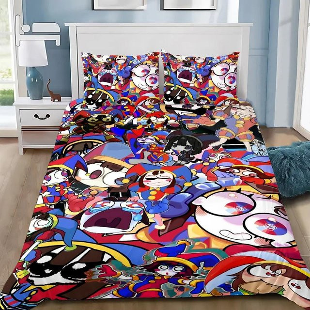 Bettwäsche-Set Der fantastische digitale Zirkus von Lodestar aus Mikrofaser, Mehrfarbig, B/H: 135 x 200 cm - Bild 1