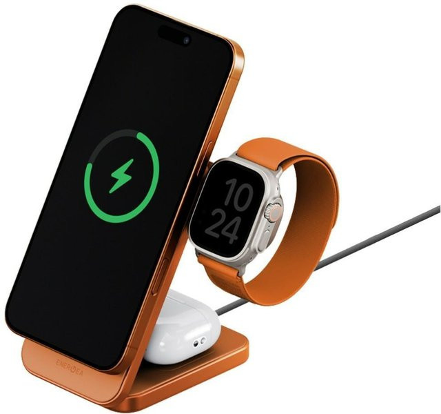 Energea MagTrio 2 3-in-1 Qi2 faltbares induktives Ladegerät 25W orange - Bild 1