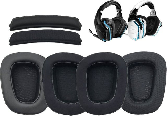 Ersatz Ohrpolster in Schwarz für Logitech G935 G635 G933 G633 kabellose Kopfhörer - Bild 1
