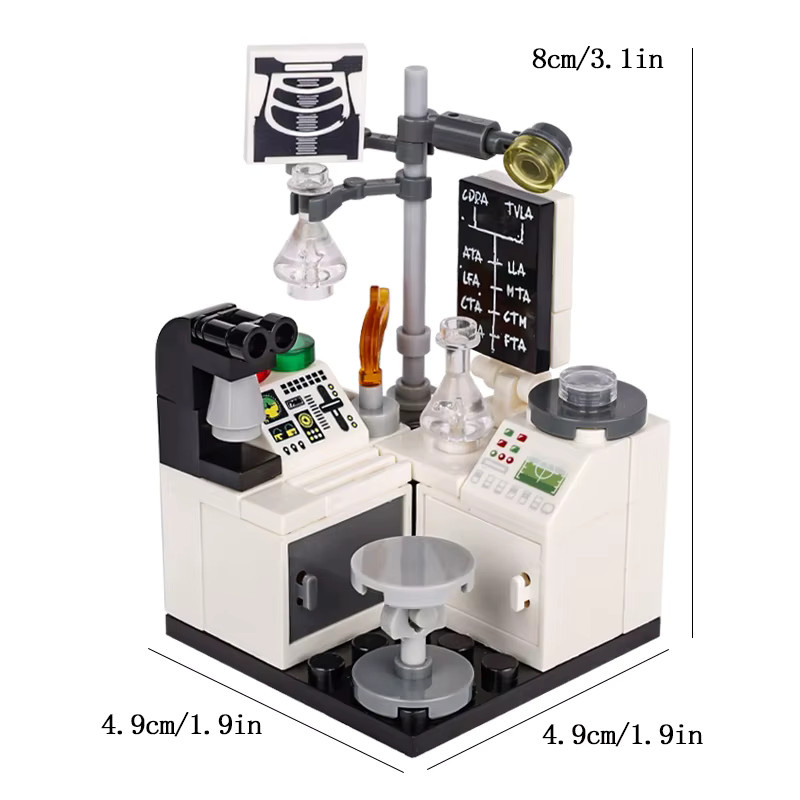 BRICKPANDA MOC City Laboratory Building Kit – Krankenhaus-Betriebsplattform-Werkbank mit Mikroskop und Ziegelsteinen in Bunt/Mehrfarbig - Bild 2