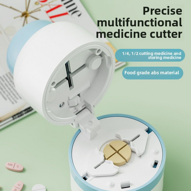 Untior 2-in-1 Pillendose mit Pillenschneider, Unisex - Bild 1