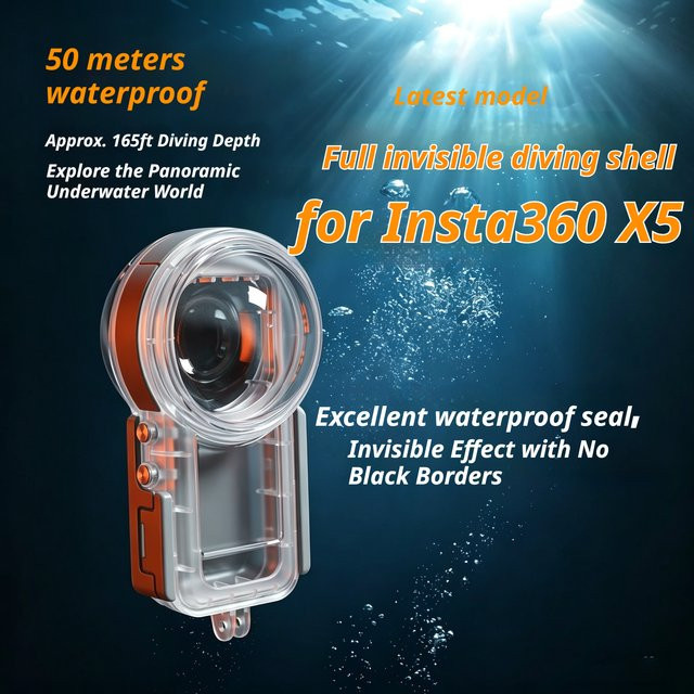 Insta360 Invisible Dive Gehäuse für Insta360 X5, wasserdichtes Schutzgehäuse in Transparent, 50 Meter Tauchtiefe - Bild 1