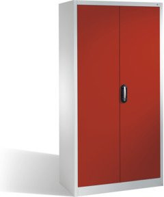 C+P Magazinschrank mit 4 Böden und Schloss für Sichtlagerkästen, Front Rubinrot, Korpus Lichtgrau, H: 198,0 cm, B: 100,0 cm, T: 42,0 cm - Bild 1