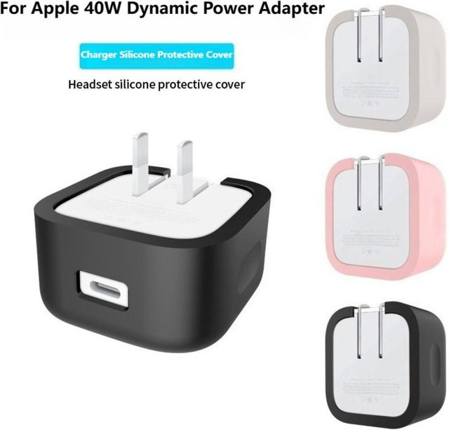 Apple USB-C Silikon Ladeadapter-Hülle Anti-Fall und rutschfest in Schwarz für 40 W Ladegeräte - Bild 1