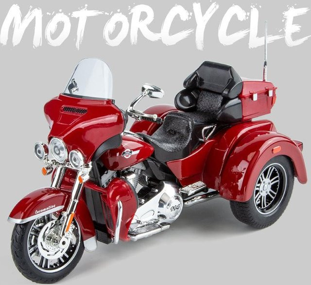 Linyi toy car 1:9 Cvo Tri Glide Motorrad Modell, Metall, Kunststoff, Rot - Bild 1
