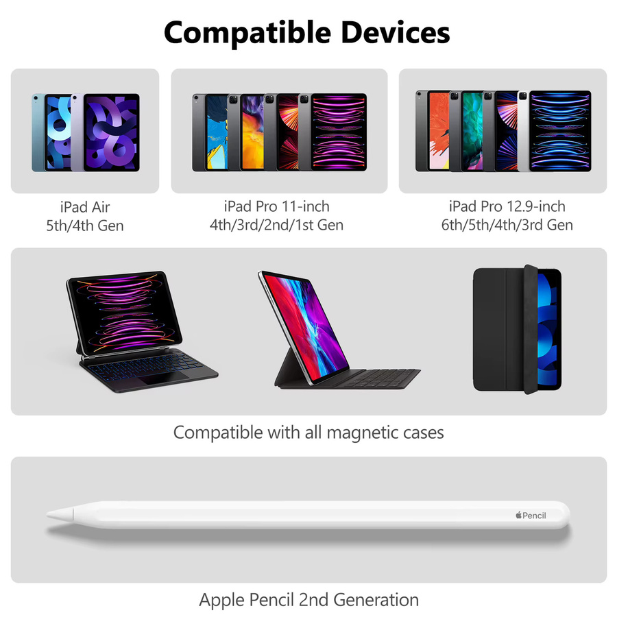 GOOJODOQ Smart Magic Keyboard Folio in Weiß für Apple mit magnetischer Halterung für Apple Pencil 1 und 2 - Bild 3
