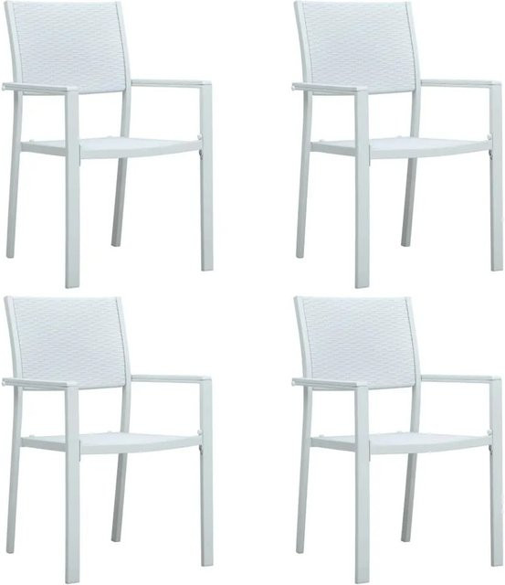 Furnicato Gartenstuhl Set 4er Pack in Weiß aus Kunststoff in Rattan-Optik - Bild 1