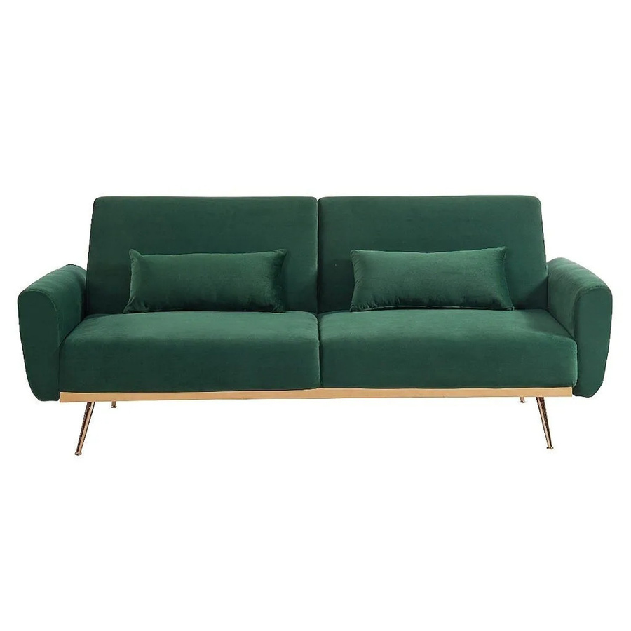 Vente-unique Schlafsofa Launei in Tannengrün mit Samtbezug und Armlehnen, Breite: 208 cm - Bild 2
