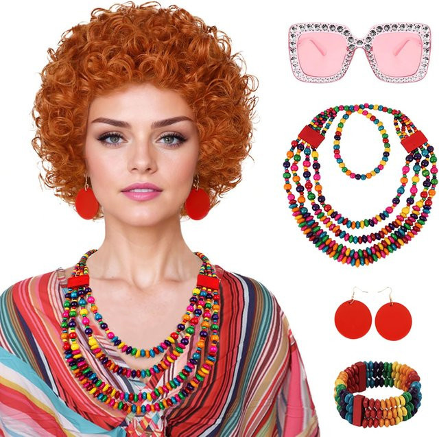 G&T Wig Perücke für Damen, rot-orange, kurz, lockig - Bild 1