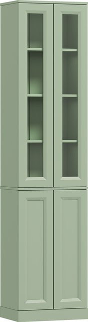 HOMCOM Bad-Hochschrank Slim in Salbeigrün mit 6 Ablagen und 4 Soft-Close-Türen, platzsparender Badezimmerschrank mit verstellbaren Fächern, B/T/H: 38 x 26 x 160 cm - Bild 1