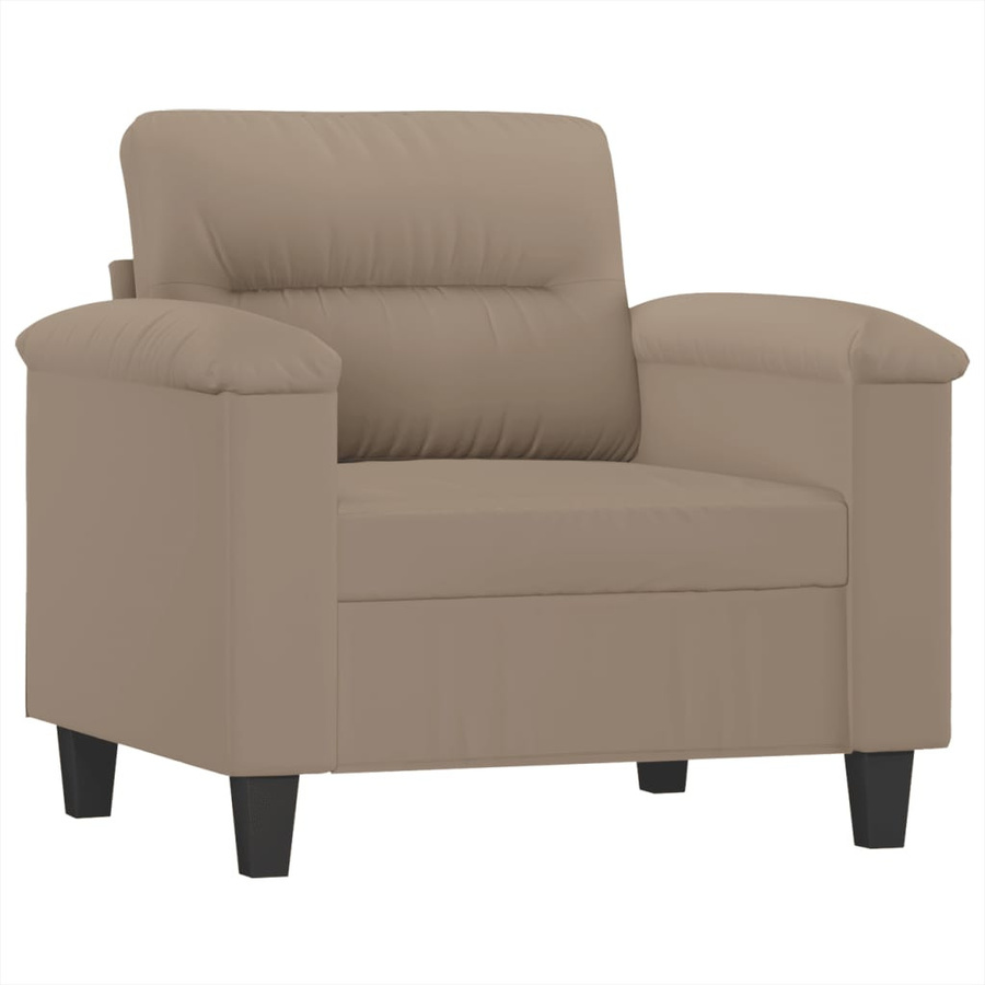 vidaXL 4-teilige Sofagarnitur mit Kissen und Ottoman aus Mikrofasergewebe in Taupe/Beige - Bild 4