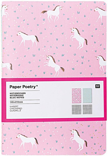 Rico Design Paper Poetry Notizbücher Wonderland A5 Softcover Pink 2er Set - Bild 1
