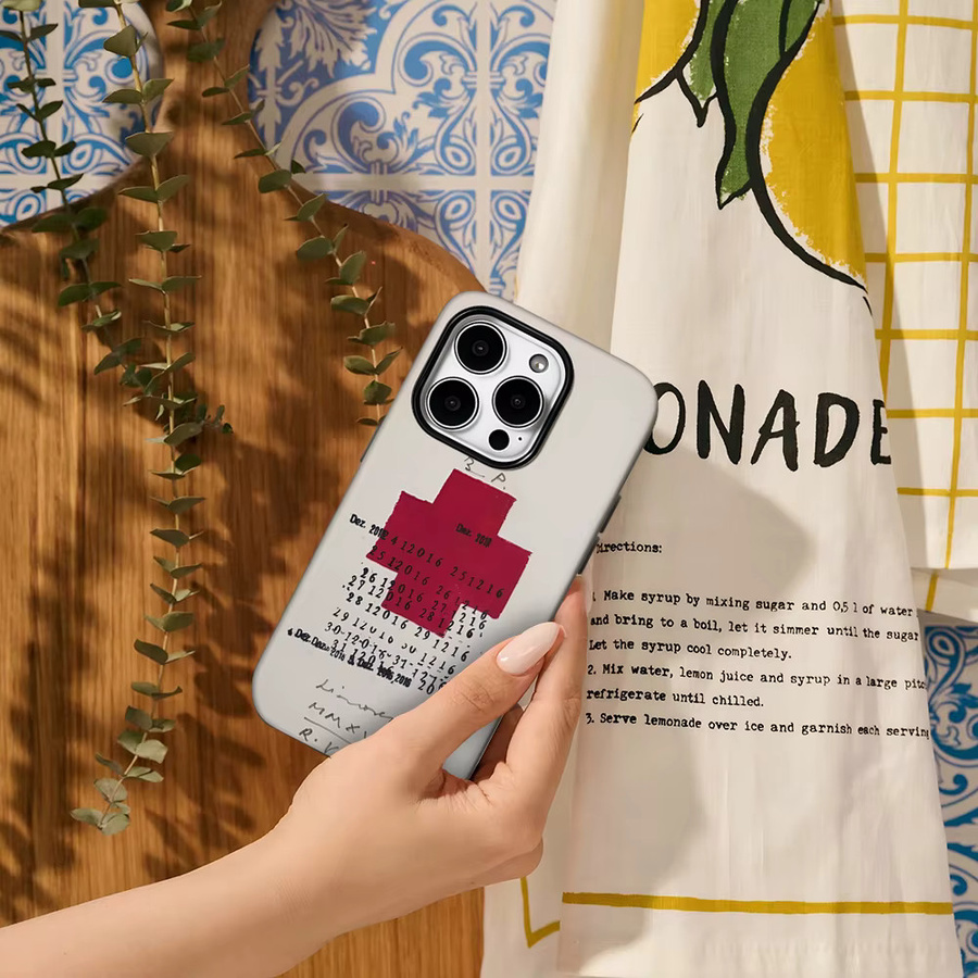 Potdemiel Handyhülle mit Retro Rotes Kreuz Design in Rot, doppelschichtige Rückabdeckung für iPhone Modelle - Bild 3