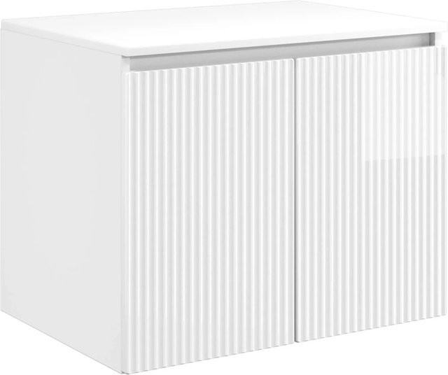 vidaXL Wandmontierter Badezimmerschrank in Hochglanz Weiß mit Scharniertüren, B/T/H: 50,0 x 44,5 x 15,3 cm - Bild 1