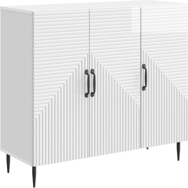 vidaXL Sideboard modern in Hochglanz Weiß, B/T/H: 89 x 34,5 x 80 cm - Bild 1