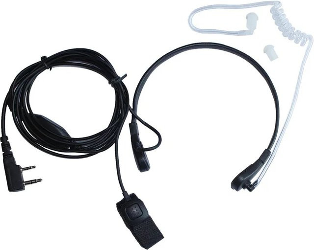 ABBREE Ausziehbarer Hals-Vibrations-Mikrofon-Ohrhörer mit Finger-PTT für Kenwood TYT Baofeng BF-888s UV-5R UV-82 Amateurfunk in Schwarz - Bild 1