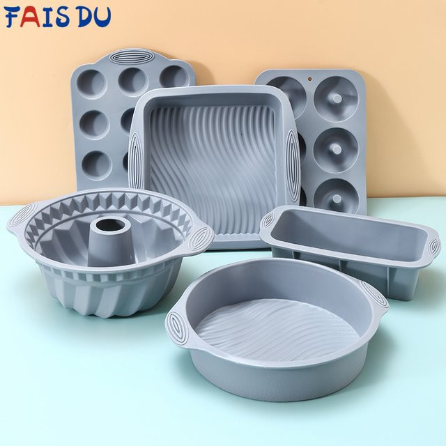 FAIS DU Silikon Backform Set in Grau für Muffin, Cupcake und rechteckiges Gebäck - Bild 1