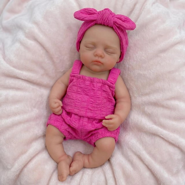 NPK Irys Frühchen-Babypuppe, 12-Zoll, Silikon, Weiß, Rosa / Pink - Bild 1