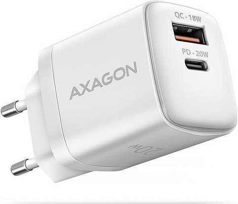 AXAGON ACU-PQ20W Wandladegerät mit 20W Leistung, QC3.0, AFC, FCP und PD Type-C, USB-A und USB-C, Weiß - Bild 1