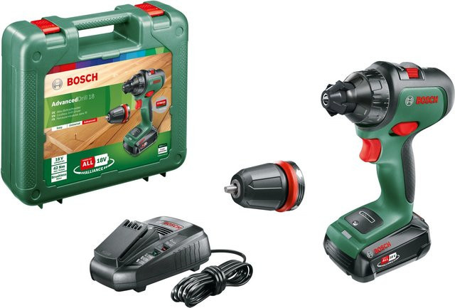 Bosch AdvancedDrill 18 Akku-Bohrschrauber 18 V in Grün mit 2,5 Ah Akku und Koffer - Bild 1