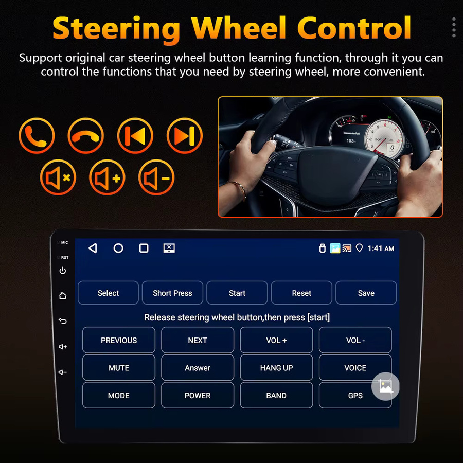 Podofo 4G Wireless CarPlay Android Autoradio mit GPS für Peugeot 308 408 2007-2015 in Schwarz - Bild 6