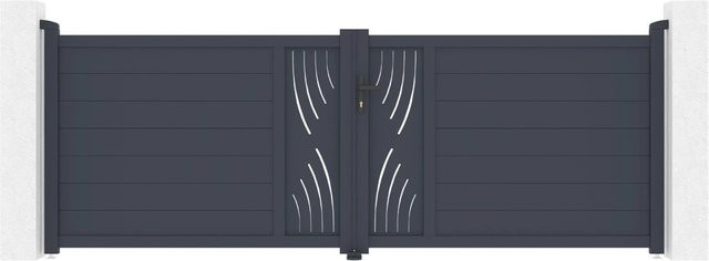 Casanoov Flügeltor Veleta Aluminium mit Ranger B150 Motorisierung, Farbe: Anthrazit, Breite: 355 cm, Höhe: 120 cm - Bild 1