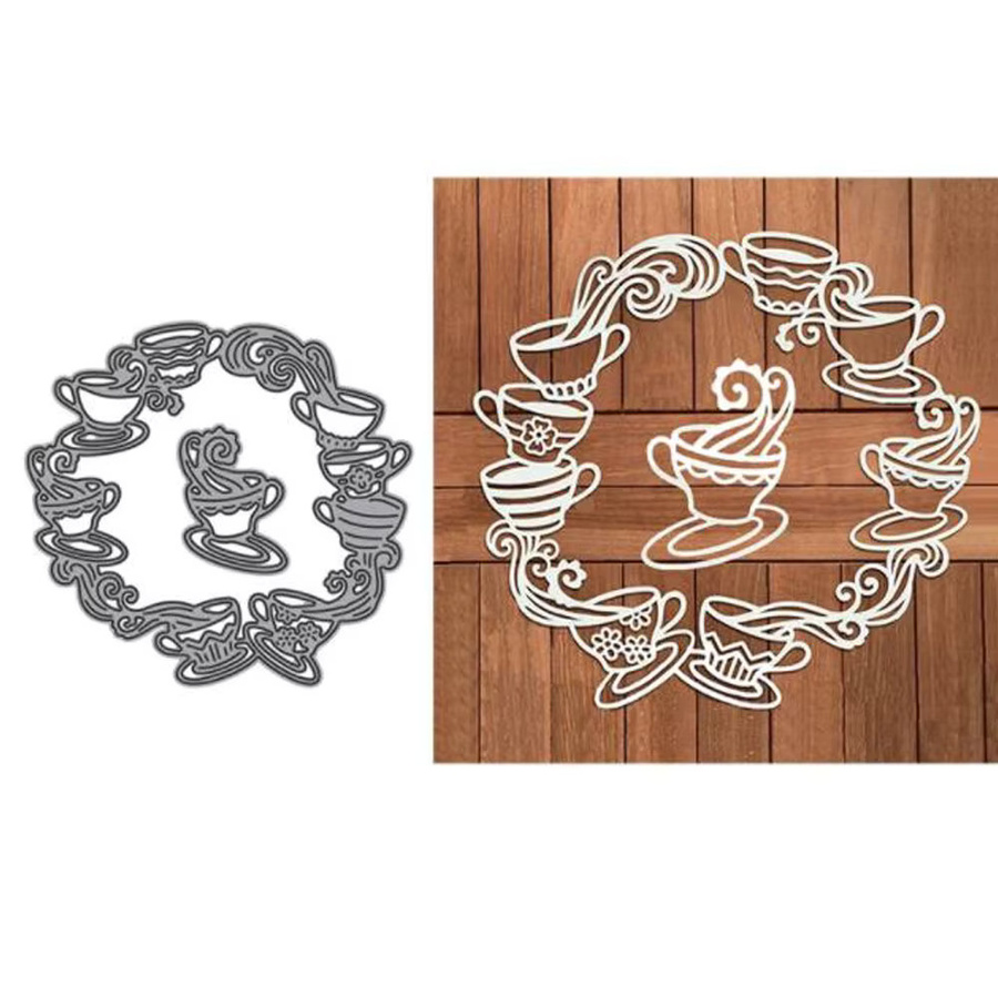 Metall Stanzformen Set für Scrapbook und DIY Dekoration mit Motiven wie Tasche, Fenster, Liebe, Ballon und Kaffeetasse in Silber - Bild 3