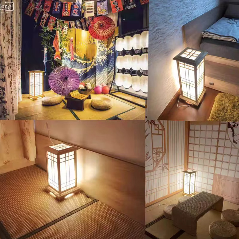HomeLover Japanische Holz-Stehlampe mit LED und quadratischem Design in Weiß für Wohnzimmer und Schlafzimmer - Bild 2