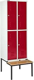 Schäfer Shop Select Kleiderspind mit Sitzbank, 2x2 Abteile, Zylinderschloss, Farbe: Rubinrot, Breite: 40 cm - Bild 1