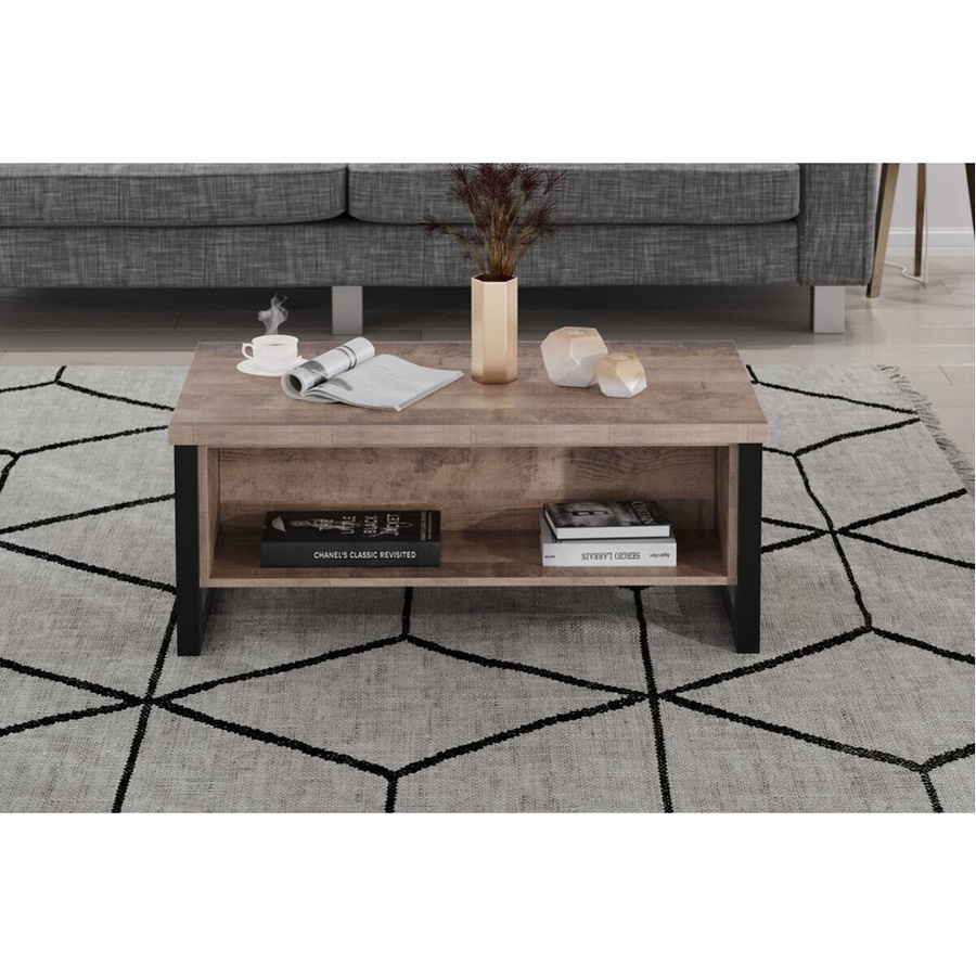 Couchtisch Emile von Trendteam in Eiche und Schwarz, modern und rechteckig, B/T/H: 110 x 65 x 45 cm - Bild 2