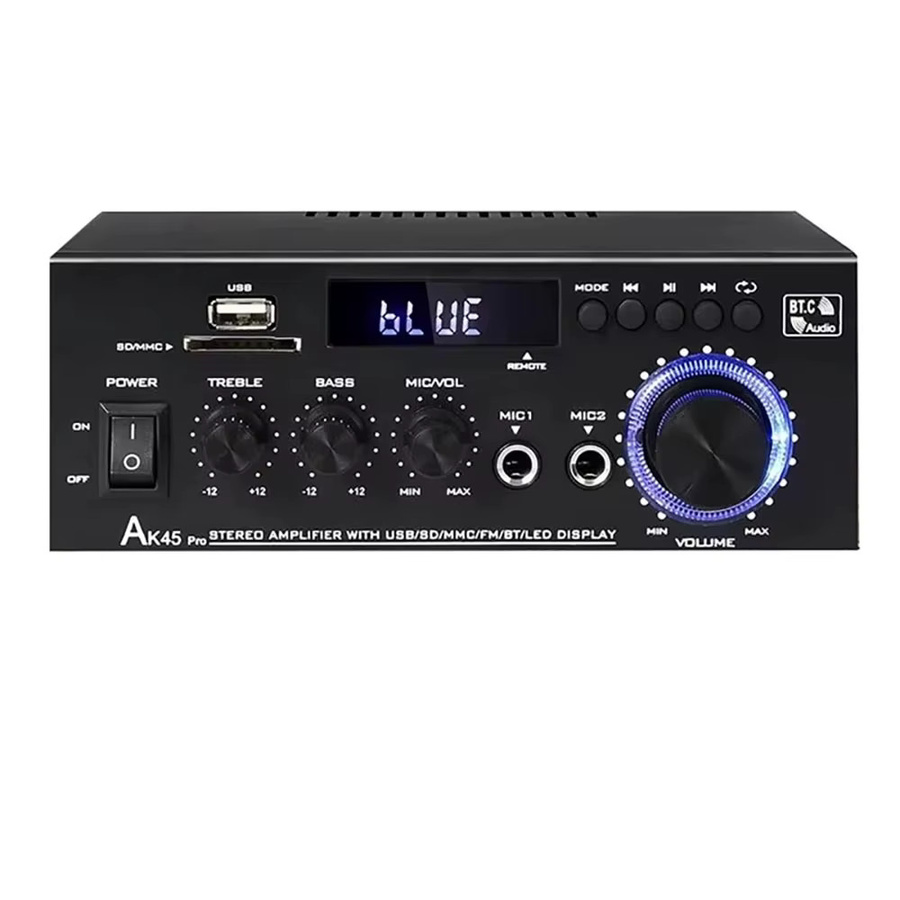 Kebidumei AK45 Digitaler 2-Kanal HIFI Bluetooth 5.0 Verstärker mit 800W, USB-A, FM und Mikrofoneingang, Schwarz - Bild 7