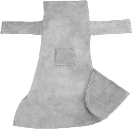 Tectake Kuscheldecke mit Ärmeln und Tasche, Grau, B/T: 170 x 200 cm