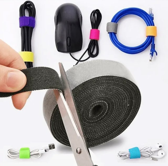 Selbstklebendes Nylonband als wiederverwendbare Kabelbinder Rolle in Schwarz für dein Kabelmanagement und DIY-Zubehör - Bild 1