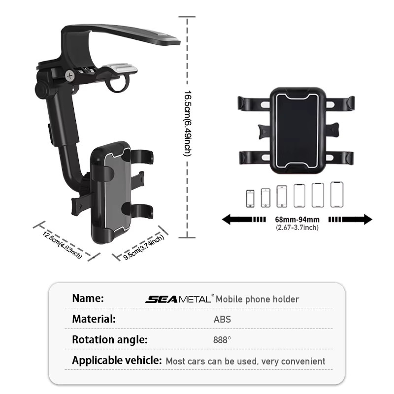 BLALION Universal-Clip-Autotelefonhalter in Schwarz, 360 Grad drehbar und einziehbar, Smartphone-Halterung für GPS und Dashcam - Bild 6