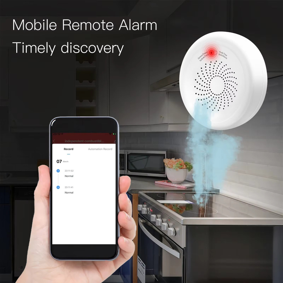 Moes Intelligenter Gasleckdetektor ZigBee Tuya Alarmsensor für brennbare Gase in Weiß mit Smart Life App-Fernbedienung - Bild 4